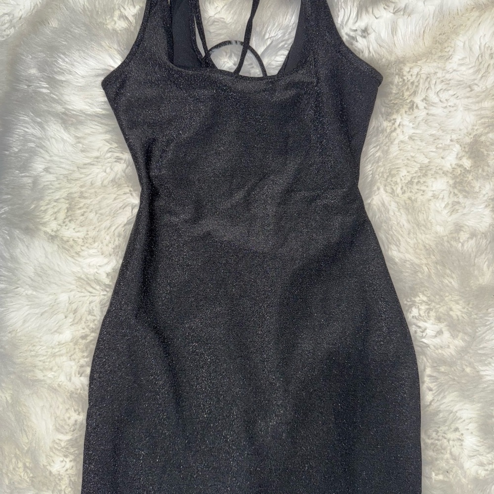 Chic Black Glitter Mini Dress